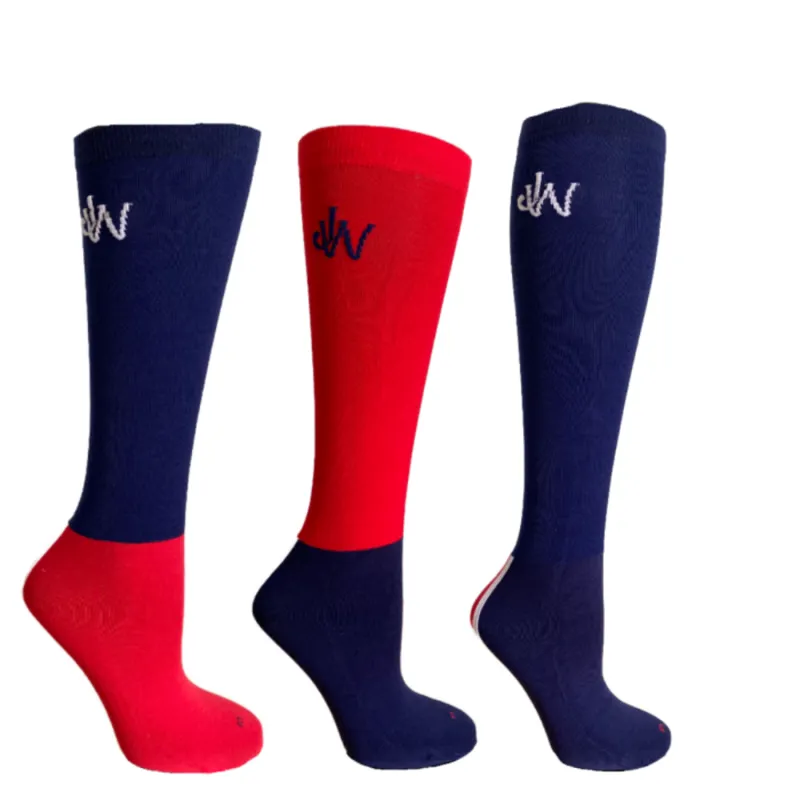 John Whitaker Performance Socks 3 Pack - Navy/Red